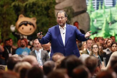 Salesforce CEO Marc Benioff speaking at Dreamforce 2023