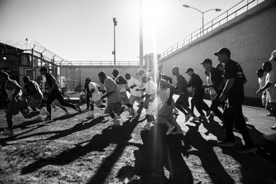 Runners at San Quentin State Prison Yard